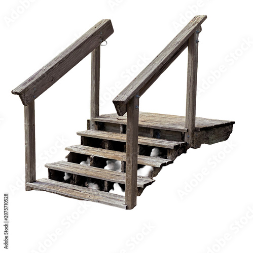 Old wooden stairs isolated