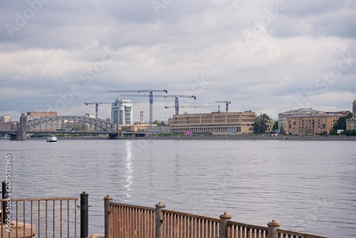  Saint Petersburg, Russia, June 27, 2026. The Neva River near the Bolshoy Okhtinsky Bridge.                              
