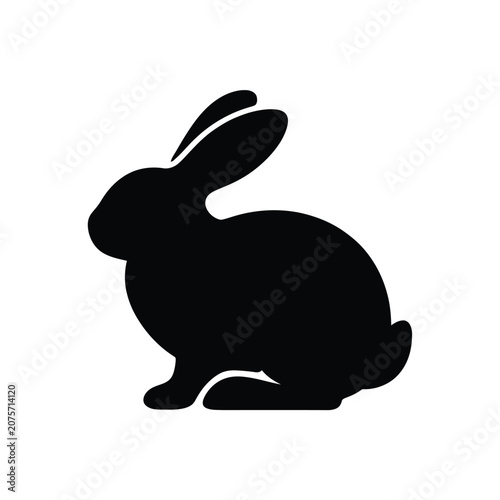Rabbit Silhouette Against White Background Minimalist Animal Shape