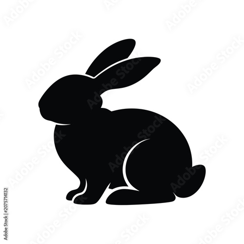 Rabbit Silhouette Black Shape On Transparent Background