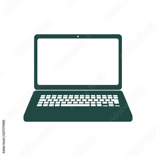 Laptop Silhouette Icon Dark Teal On White Background