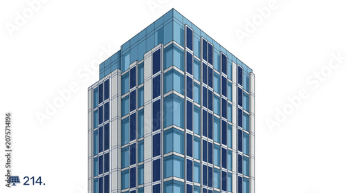 Modern Skyscraper with Solar Panels on Facade - Sustainable Energy Building