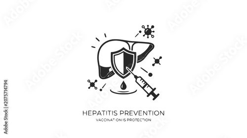 Human Liver Health Protection and Hepatitis Prevention Vaccination Medical Vector Illustration
