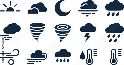 Photography Weather icons for forecasting and climate symbols