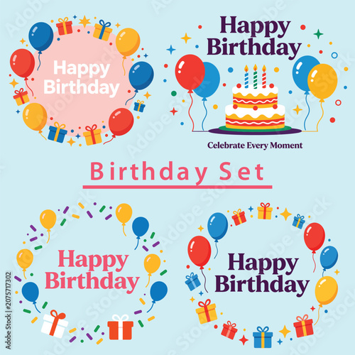 Birthday Celebration Elements Collection vector illustration