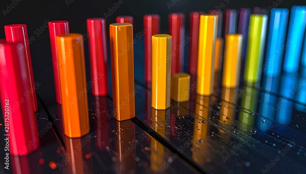 Obraz premium Gradient 3D Bar Chart Data Visualization