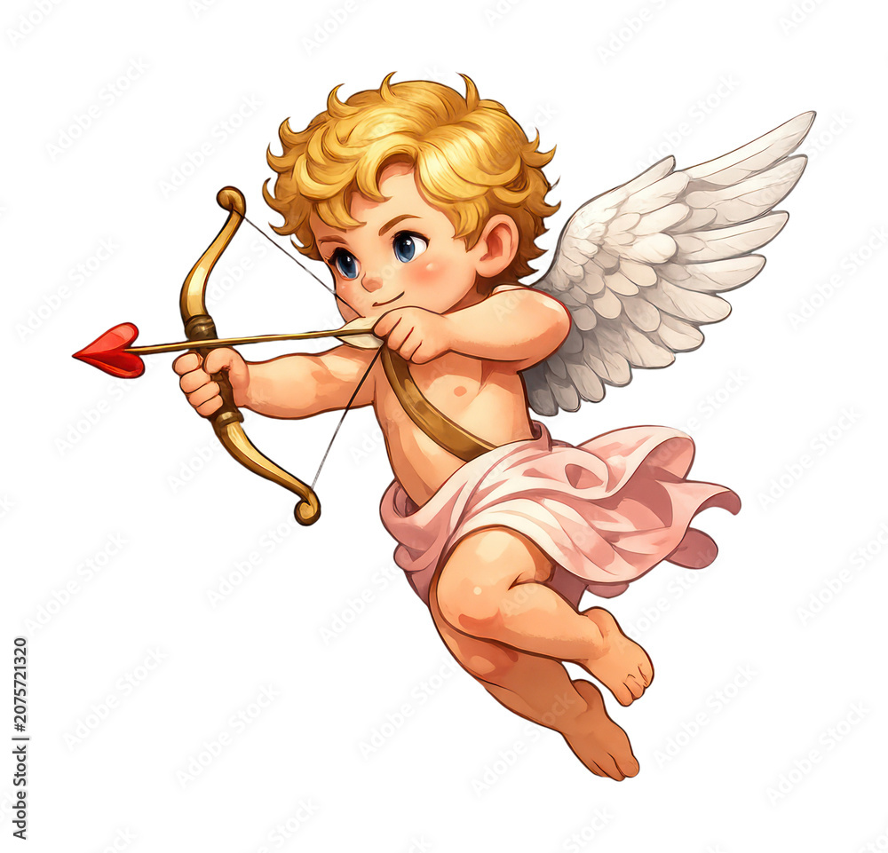 Obraz premium PNG Charming cherub with bow illustration.