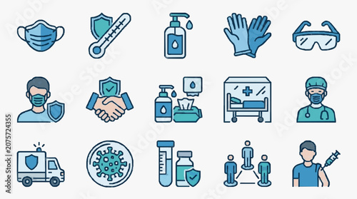 Medical Preparedness Icons for Health Awareness.