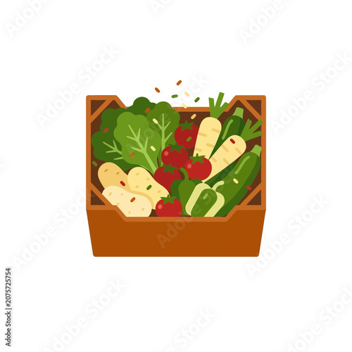 Fresh Vegetable Crate Illustration