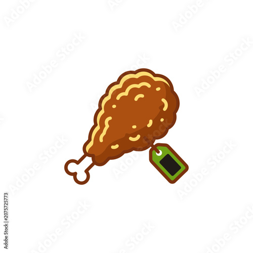 Fried Chicken Leg with Price Tag Icon