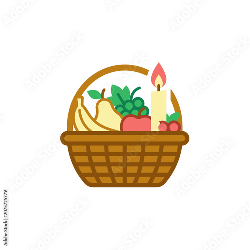 Fruit Basket with Candle Icon