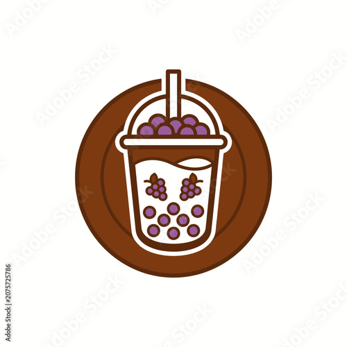 Grape Bubble Tea Icon - Sweet Refreshing Drink