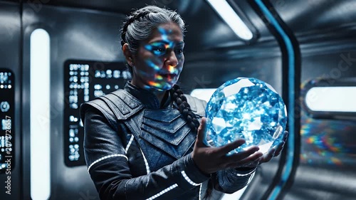 Woman with glowing orb.