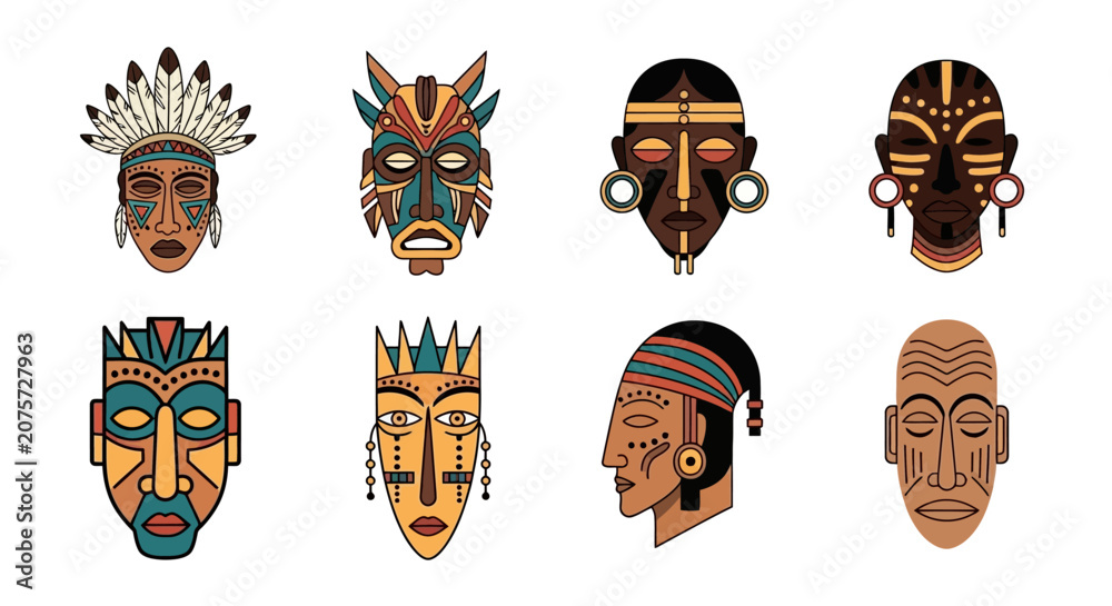 Obraz premium Tribal Masks Collection: African Culture and Art