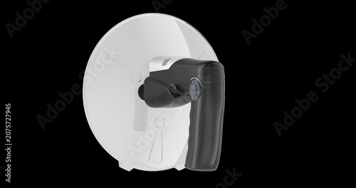 Parabolic microphone rotation animation seamlessly loopable. 3D rendering isolated on transparent background