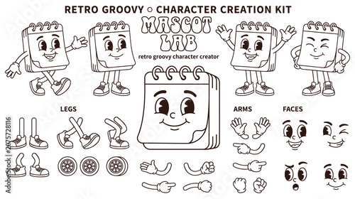 Foto Retro mascot lab character builder for creative drawing.