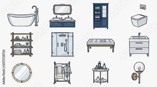 Foto Modern Bathroom Essentials Lineup.
