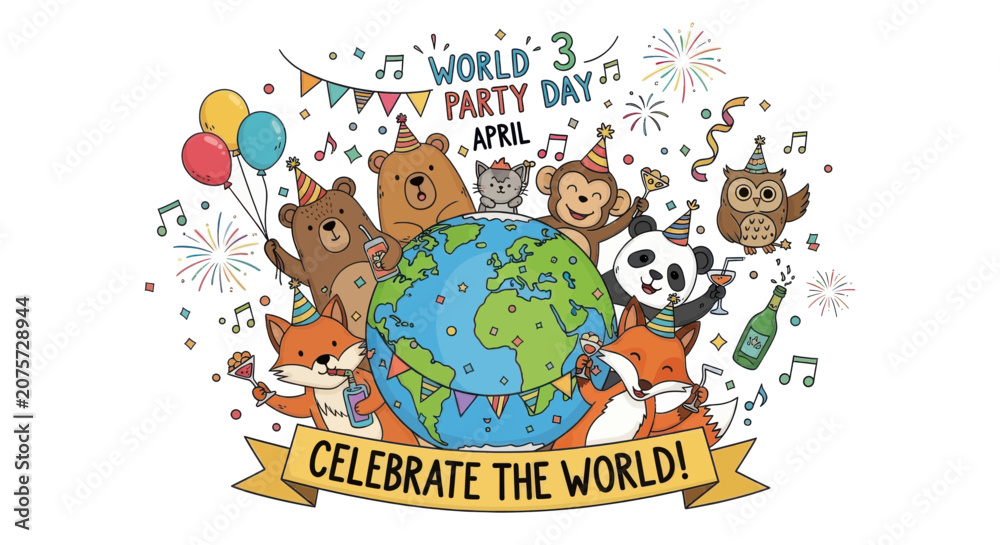 Fototapeta premium World party day celebration illustration