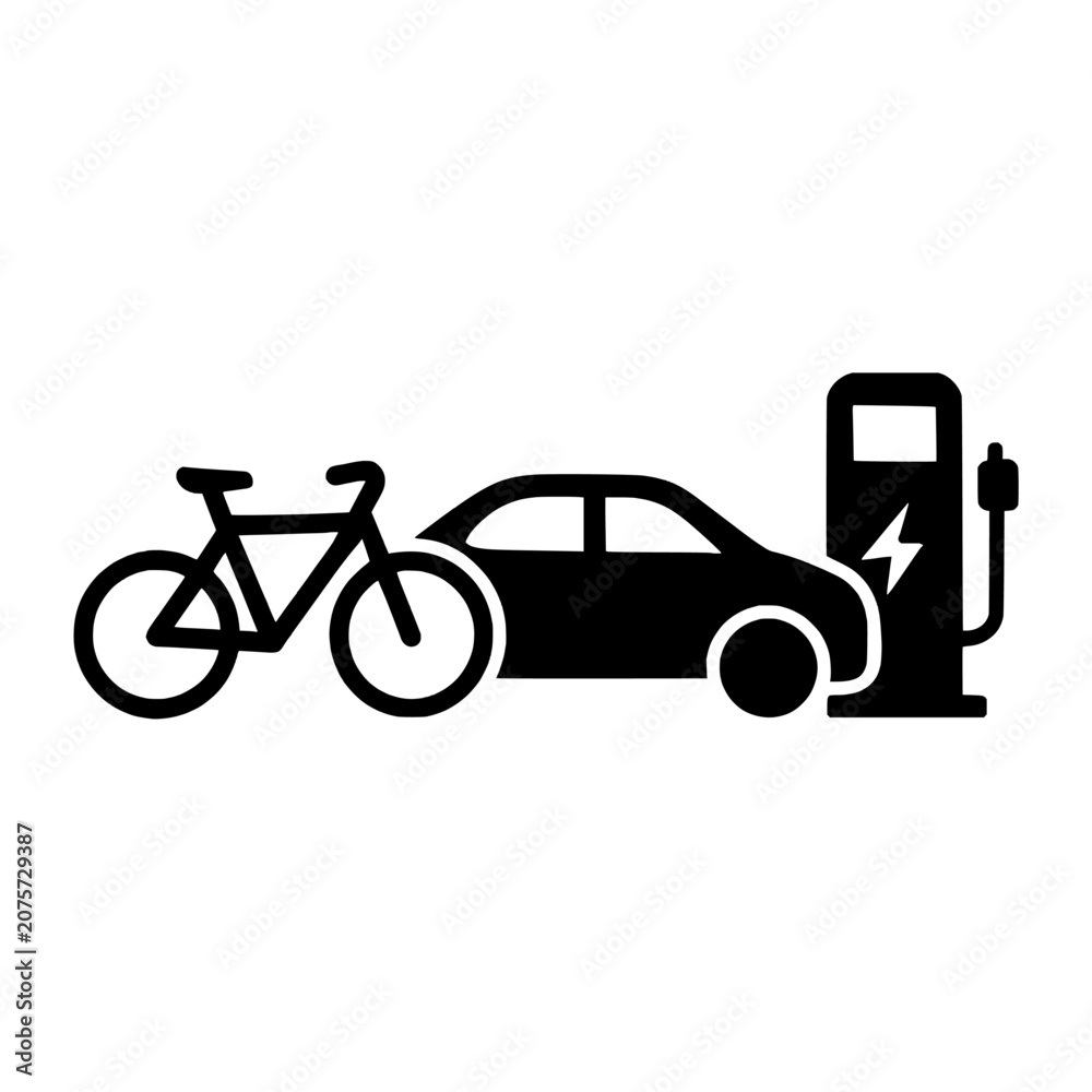Fototapeta premium Sustainable Transportation Silhouette