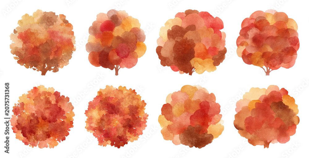 Obraz premium PNG Autumn watercolor foliage illustrations on transparent background