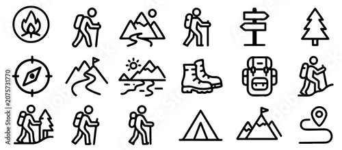 Fotografía Hiking Trekking Icon Set