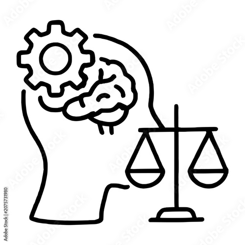 Machine Learning Ethics Hand Drawn Doodle Black Ink Line Line Icon