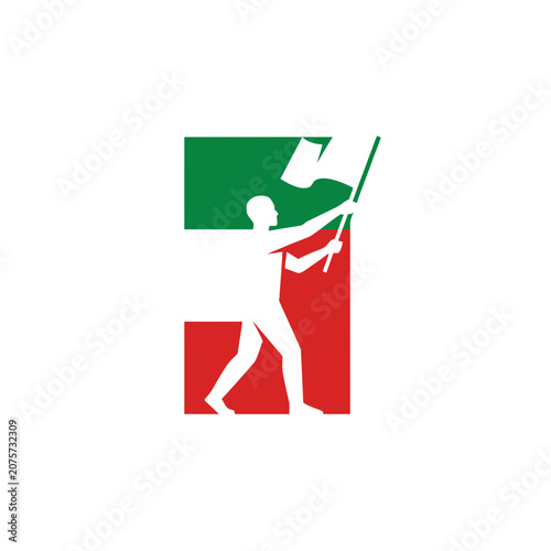 Man holding Italian flag, symbol of unity and patriotism