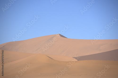 Majestic Sand Dunes in Namib Desert Under Clear Blue Sky, Sossusvlei Namibia Landscape