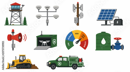 Collection of industrial and technology icons set.