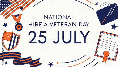 Obraz na plátne National hire a veteran day illustration with patriotic american icons