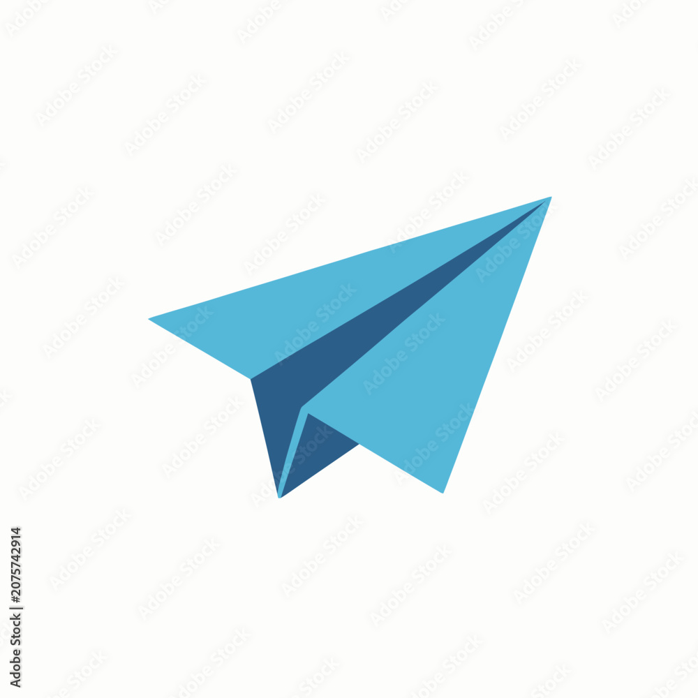 Naklejka premium Minimalist Paper Airplane Icon in Flat Design Style.
