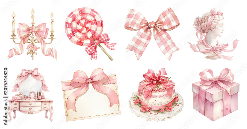 Fototapeta premium PNG Vintage pink elegance collection on transparent background