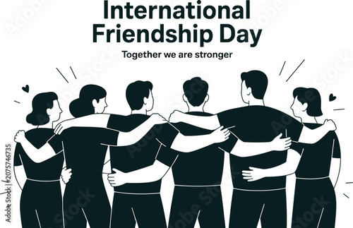 International friendship day illustration diverse group embracing promoting unity and connection