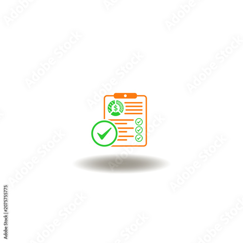 Vector illustration of financial checklist with diagram and check mark. Symbol of business and finance transparency.