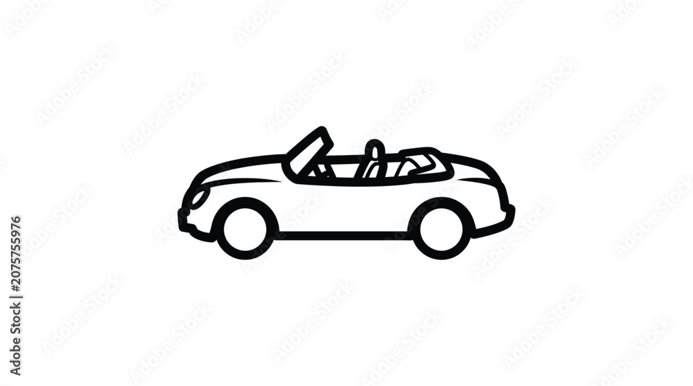 Fototapeta premium Convertible car silhouette on a white background simple line drawing