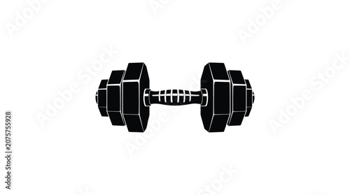 Black Dumbbell Silhouette On White Background Fitness Equipment Design