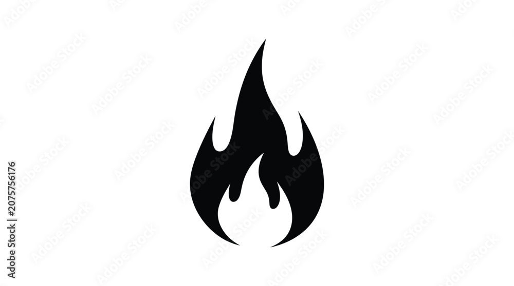 Φωτογραφία Flame Silhouette On White Background A Graphic Design Element