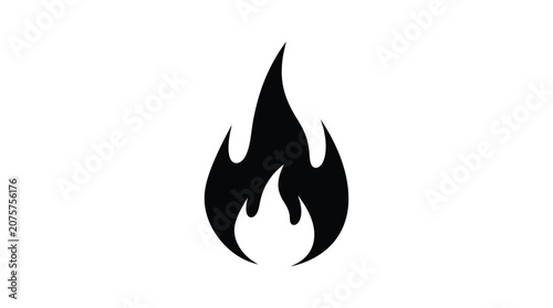 Εκτύπωση καμβά Flame Silhouette On White Background A Graphic Design Element