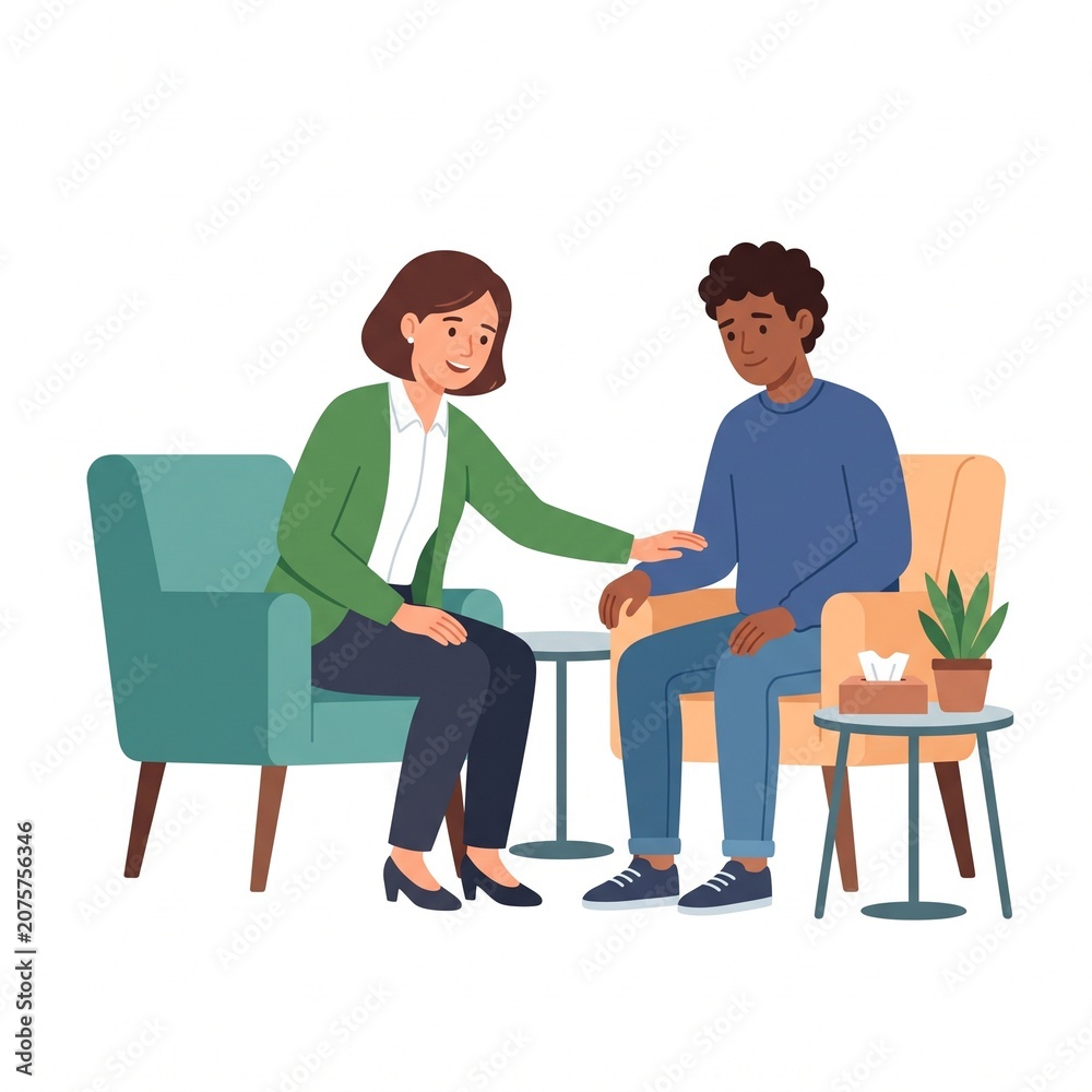 Fototapeta premium Therapist offers support and comfort to a patient during a mental health counseling session