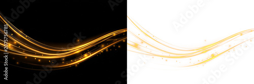 Konstfotografi Transparent png of dynamic orange light waves with sparkling dust particles and