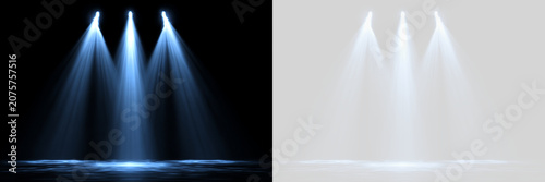 Foto Transparent png of blue glowing spotlight beams with overlay effect illuminating