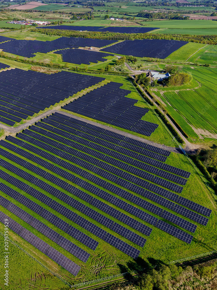 Obraz premium Solar panel installation in Glasgow forming Scotlands largest solar development