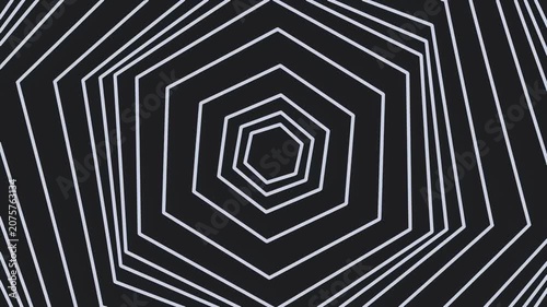 Abstract geometric hexagonal pattern with black and white lines