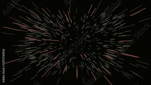 Dynamic abstract starfield with streaking lights in deep space