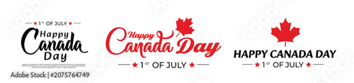 Set of Modern Canada Day Typography Vectors for Greeting Cards, Banners and Posters
