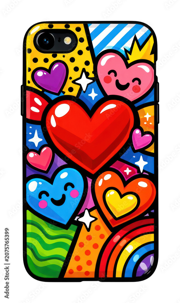 Fototapeta premium PNG Colorful hearts vibrant phone case.
