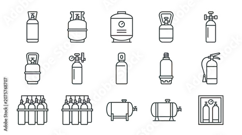 Various compressed gas cylinder and fire extinguisher icons