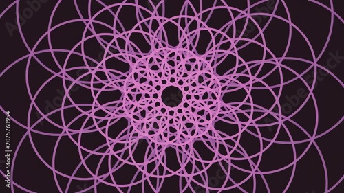 Abstract geometric pattern with vibrant purple circles on dark background