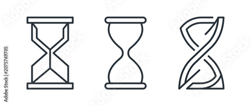 Hourglass and dna helix line icons vector illustration