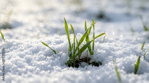 Green shoots emerging through snow